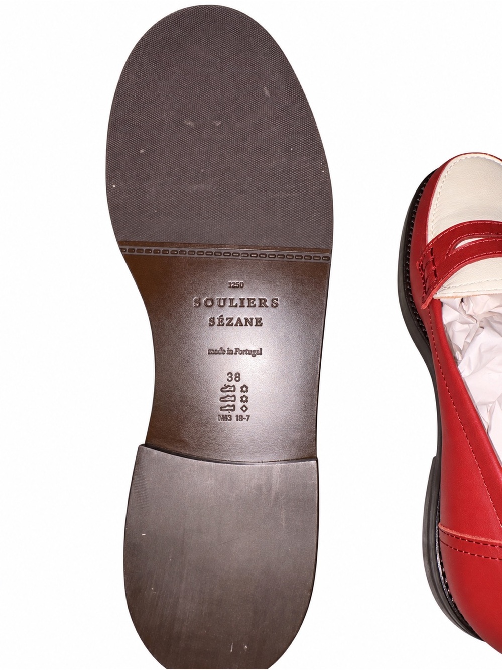 NEW Sézane Andrea Loafers crafted in a two-tone terracotta and ecru 7 - Picture 6 of 6